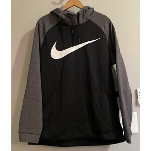 Nike Hoodie Center Swoosh Smooth‎ Fleece Dri Fit Thermal Pullover Raglan Large